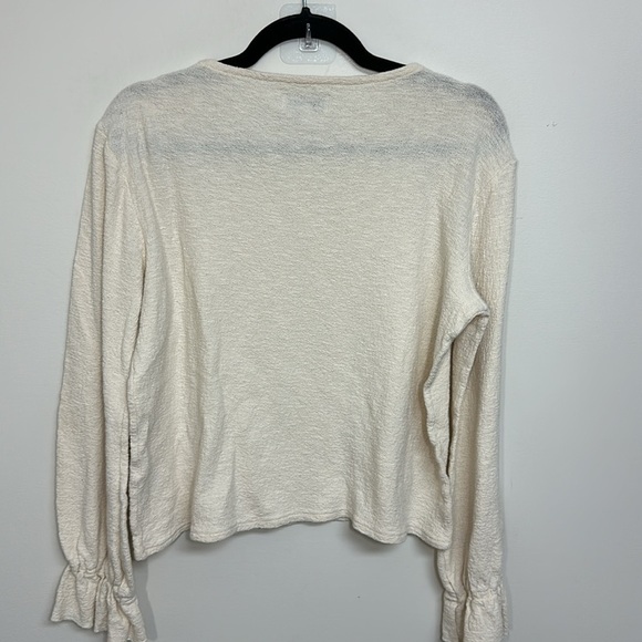 Madewell Texture & Thread Ruffle-Cuff Top Cream Large - Picture 3 of 6